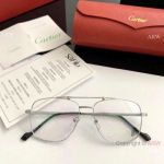Wholesale Copy Cartier Double Bridge Eyeglasses - Silver Frame Clear Lens